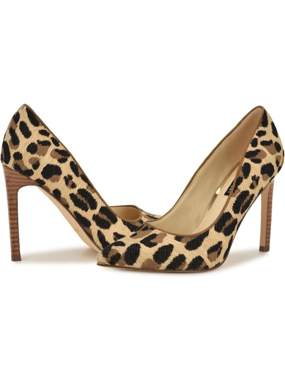 Womens Leopard Raffia Pointed Toe Footbed Tatiana Pump Casual Covered Heel Shoes